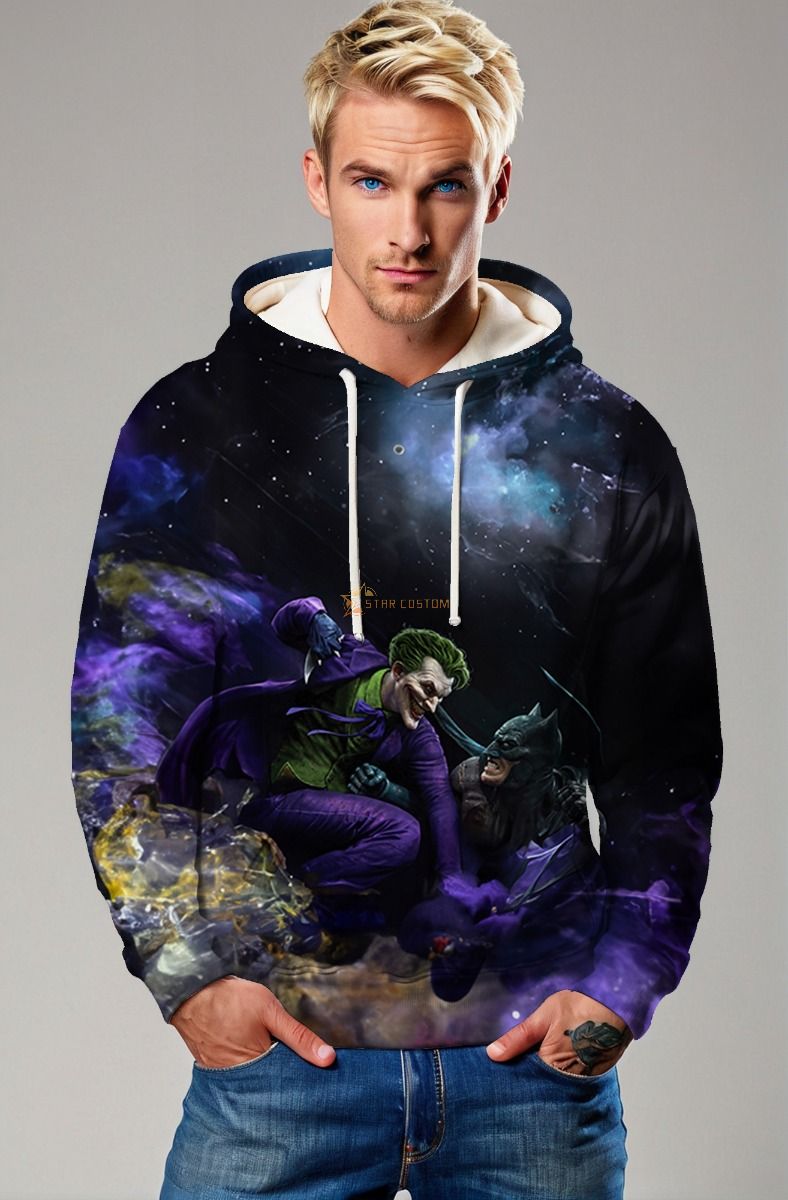 Joker and Batman Cosmic Battle Hoodie