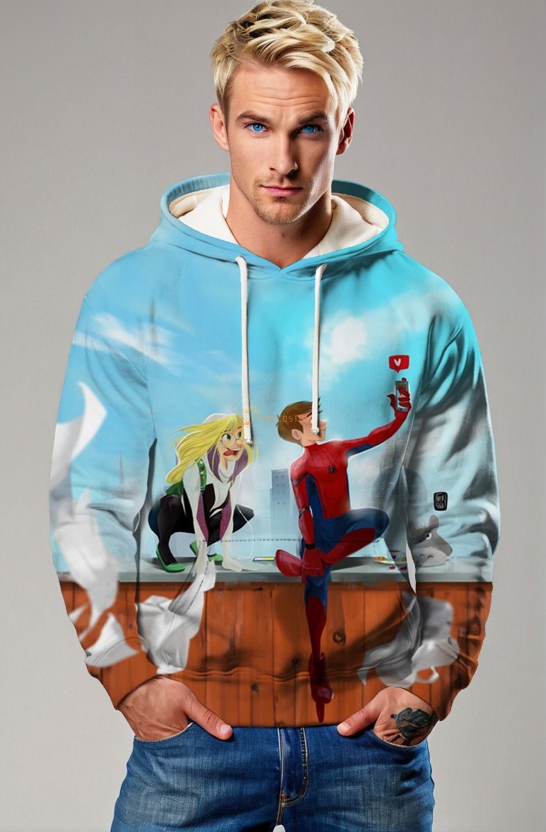 Spider-Man & Spider-Gwen Rooftop Selfie Pullover Hoodie