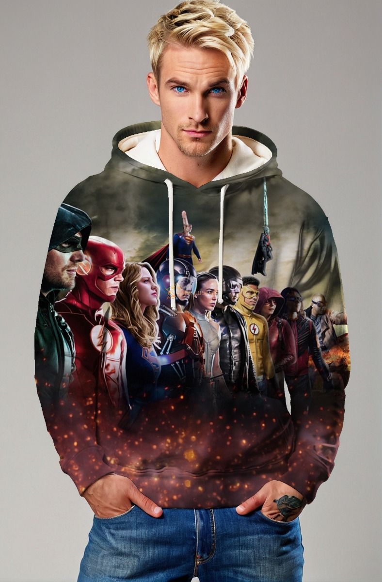 Legends United” Multicolor Hero Print Pullover Hoodie
