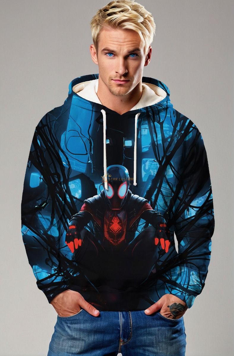 Miles Morales Cyber Shadows Pullover Hoodie