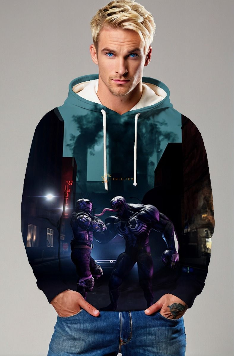 Venom vs Riot Dark City Showdown Pullover Hoodie