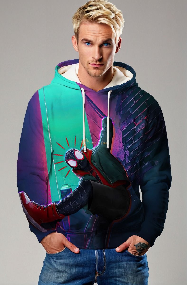 Miles Morales Neon Street Style Pullover Hoodie
