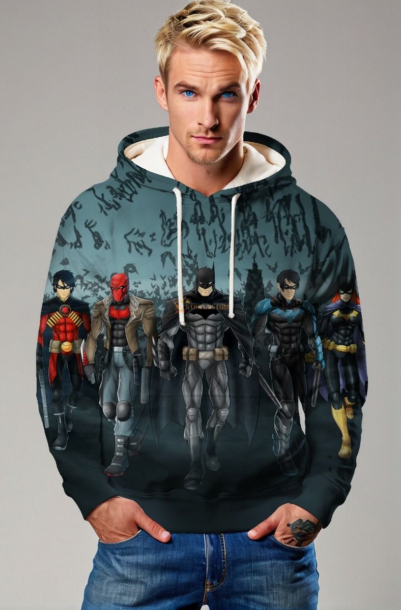 Dark Vigilantes Alliance Hoodie – Deep Gray Batman Crew Pullover