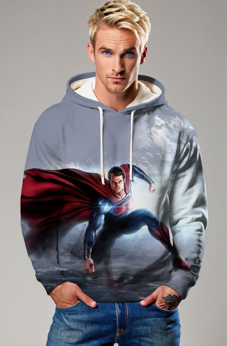 Steel Resolve – Light Grey Superman Hoodie