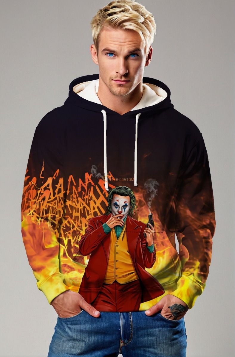 Joker Chaos Ignited Hoodie – Fire Graffiti Red & Yellow Pullover