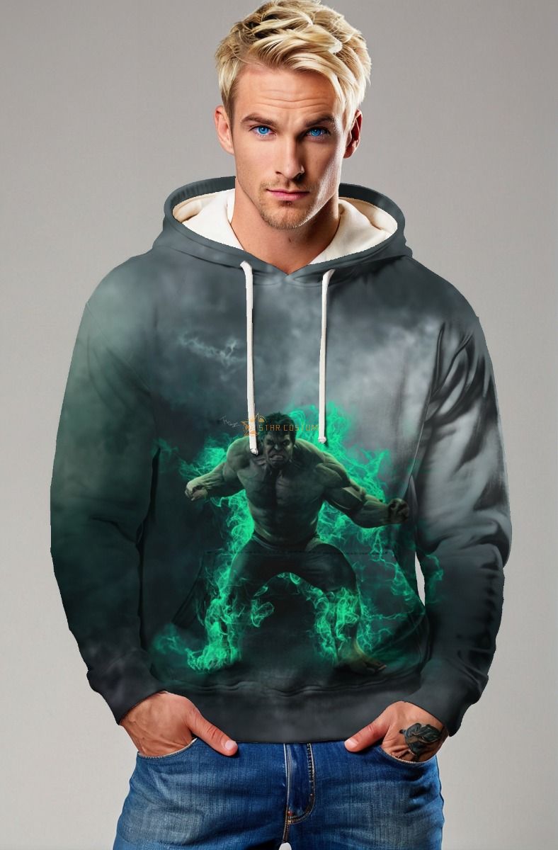 Hulk Rage Ignition Hoodie – Black & Gamma Green Energy Pullover