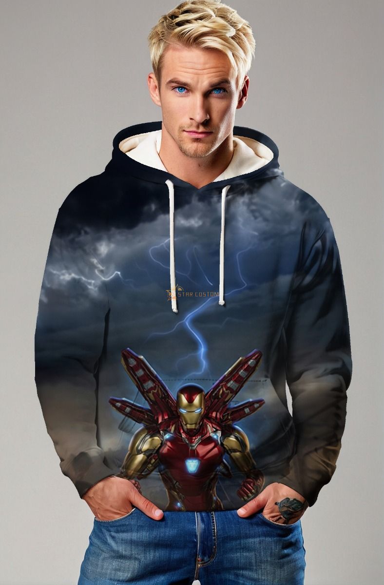 Iron Man Storm Armor Hoodie – Arc Reactor Power in the Thunder Sky