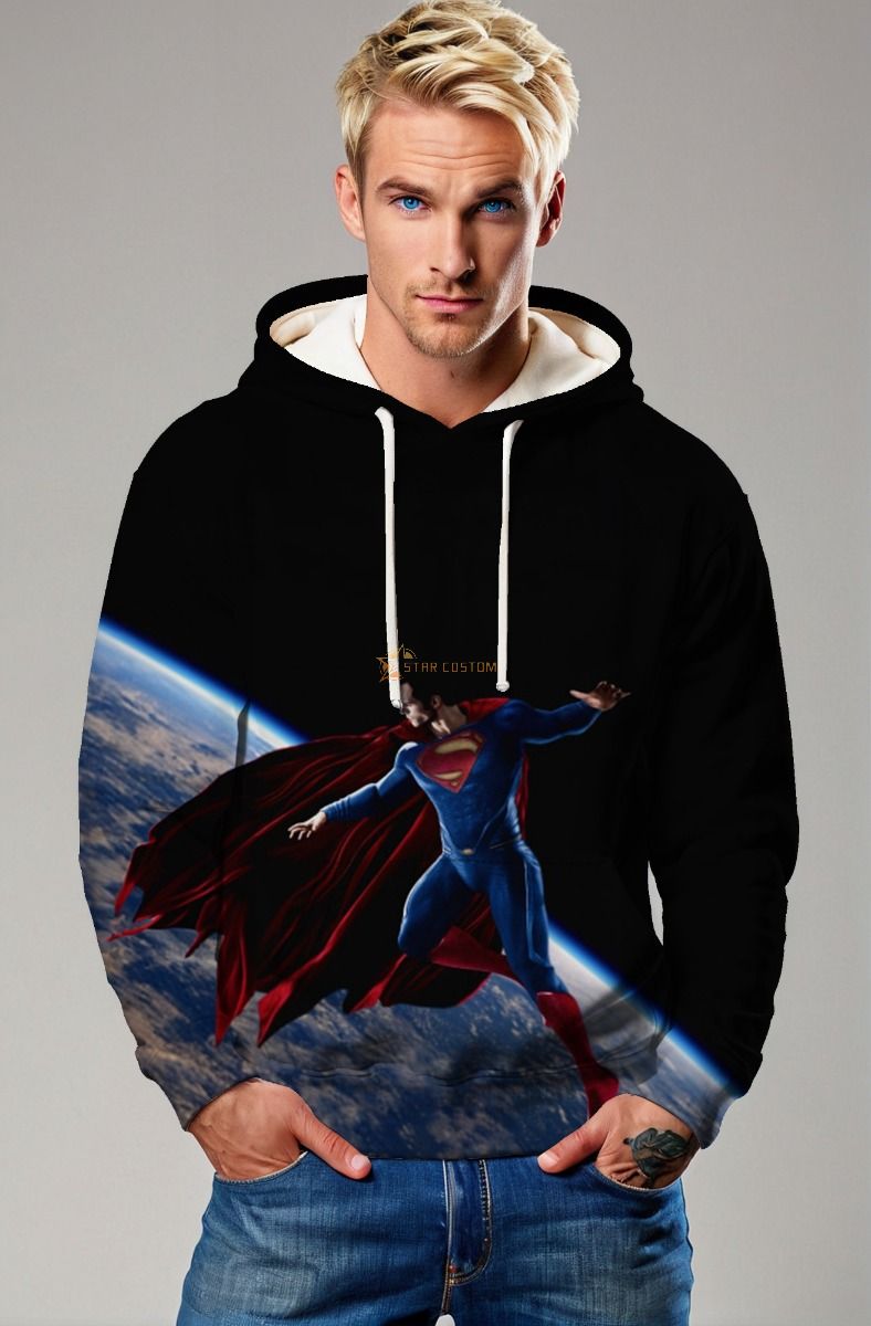 Orbital Justice Hoodie – Black & Blue Superman Pullover