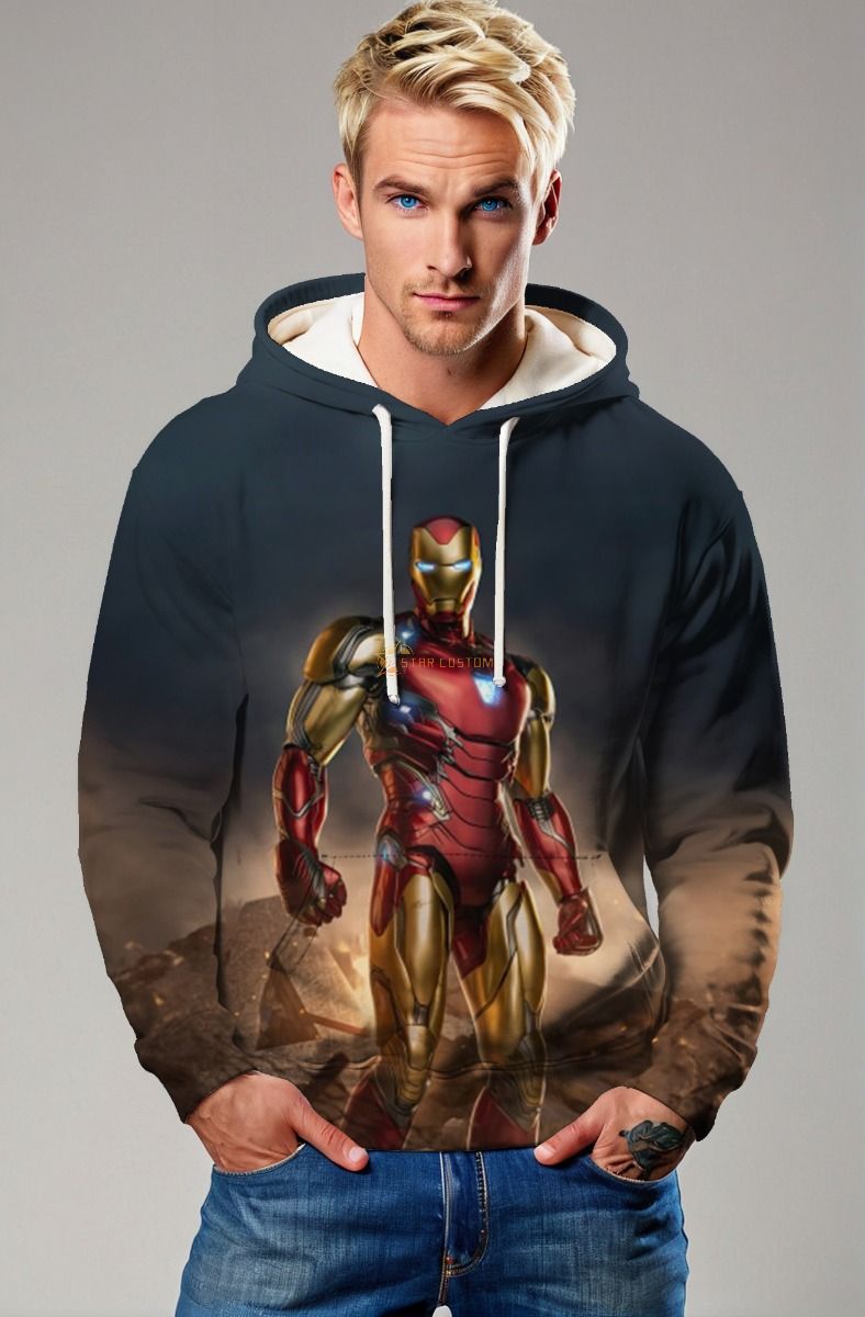 Arc Core Hoodie – Gold & Red Iron Man Battle Pullover