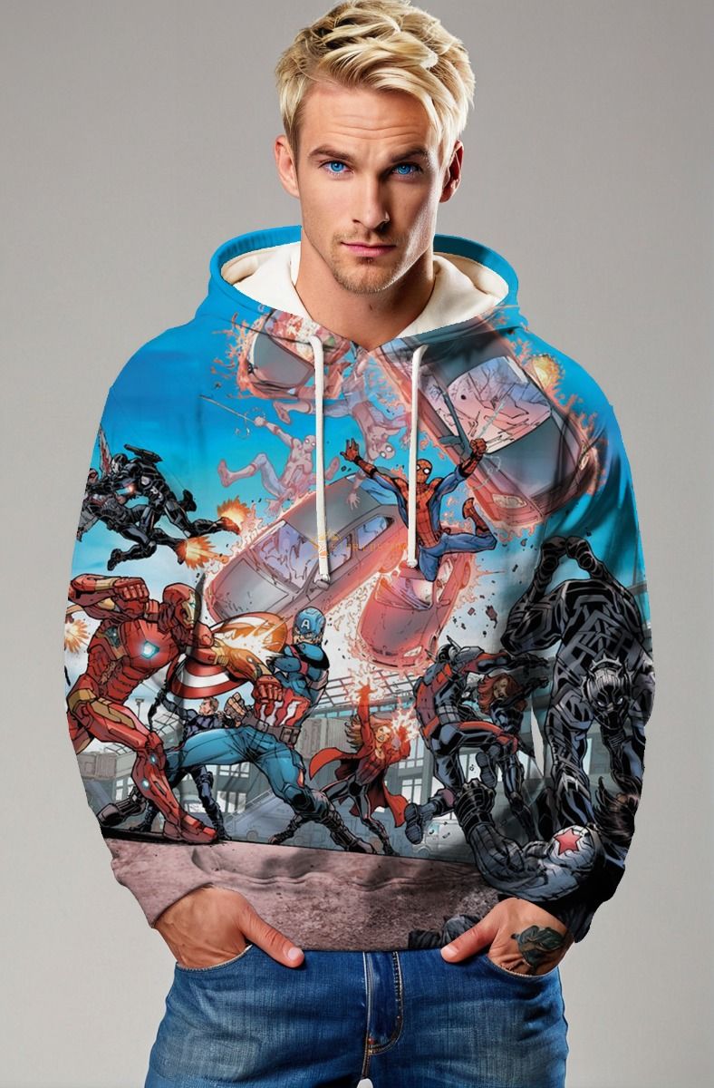 Civil Clash Hoodie – Avengers Showdown in Blue