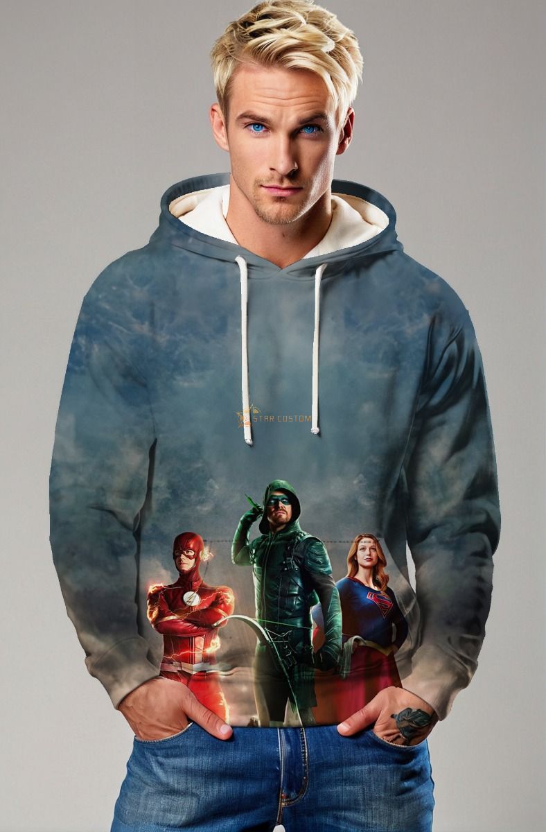 Trinity of Justice Hoodie – Stormy Blue Heroic Vibe