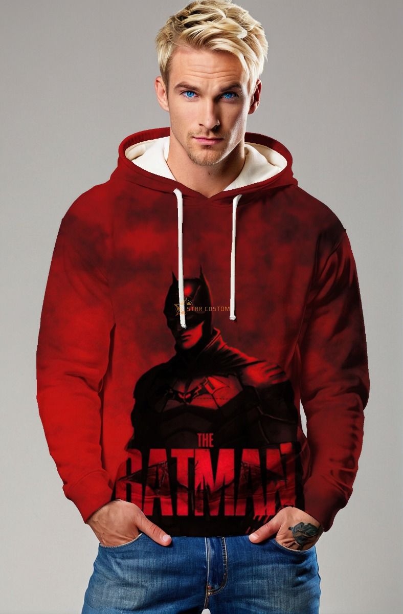 The Batman Shadow Emblem Hoodie – Crimson Noir Edition