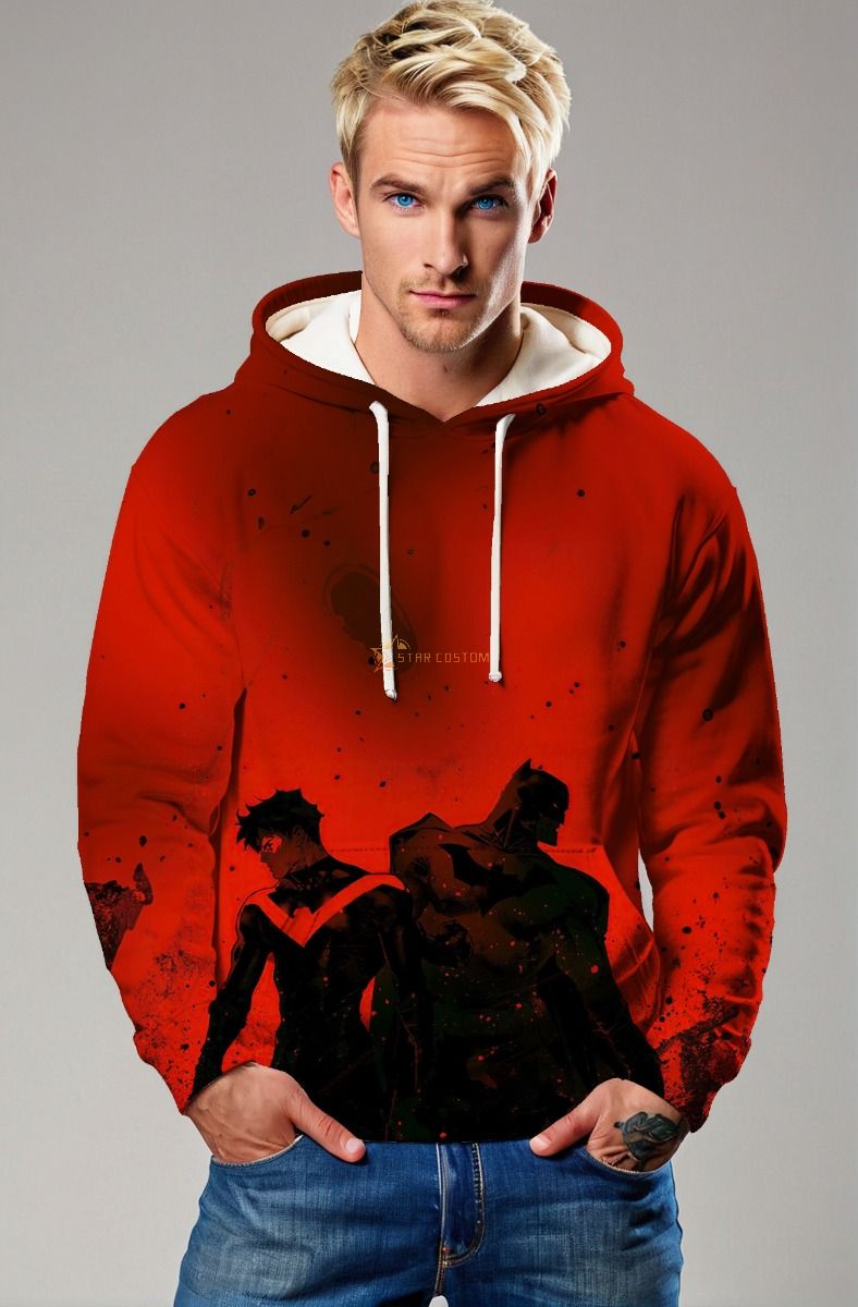 Crimson Knight Bond Hoodie – Batman & Nightwing Red Shadow