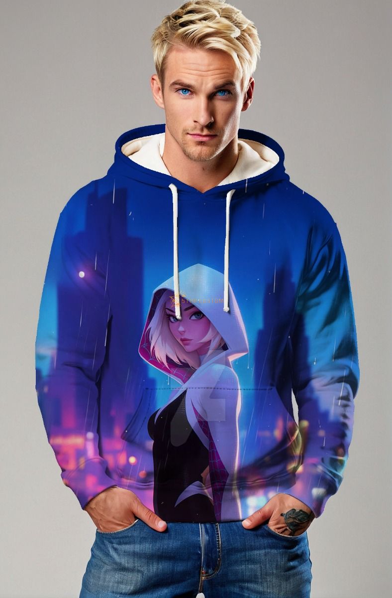 Blue Spider-Woman Hoodie – Bold Urban Hero Style