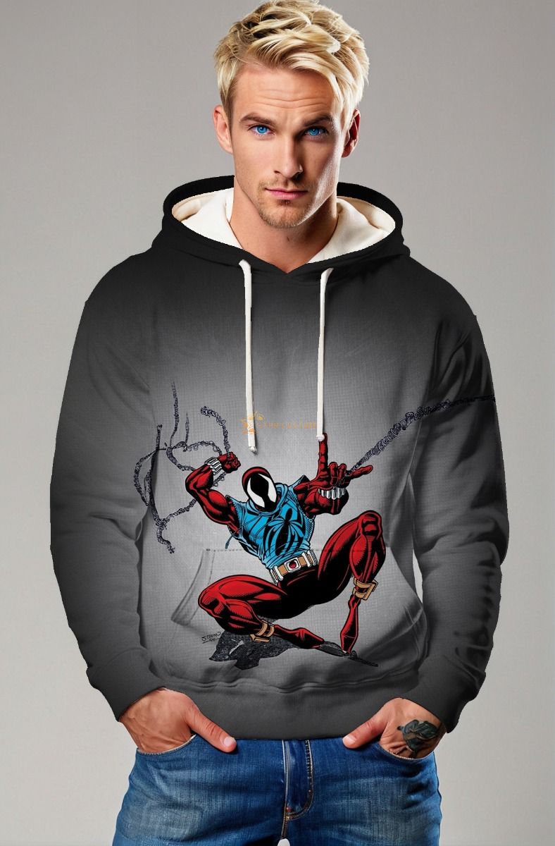 The Scarlet Spider Hoodie offers the perfect blend of comfort and superhero style