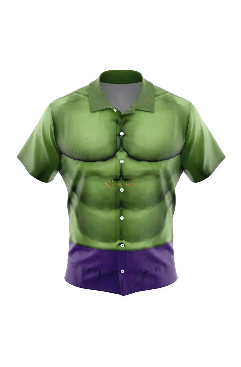 Hulk Marvel Button Up Hawaiian Shirt