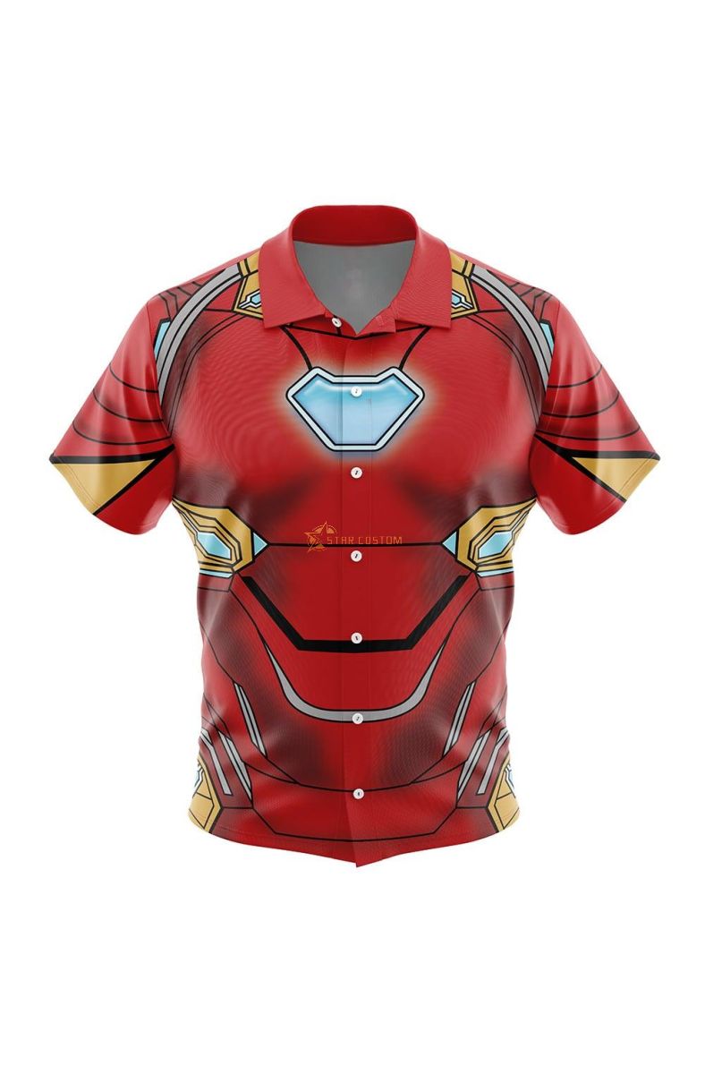 Iron Man Marvel Button Up Hawaiian Shirt