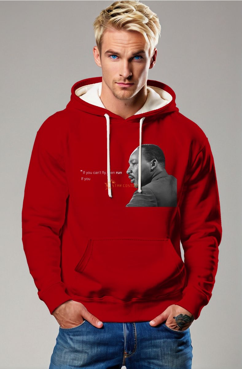 Revolutionary Stylish Red Martin Luther King Printed Hoodie