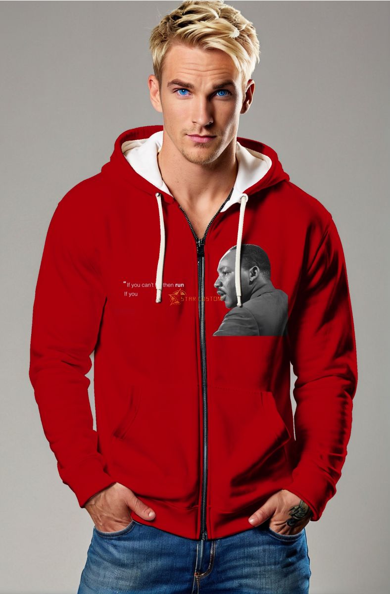 White Liberty Statue Independence Day Printed Zip Hoodie