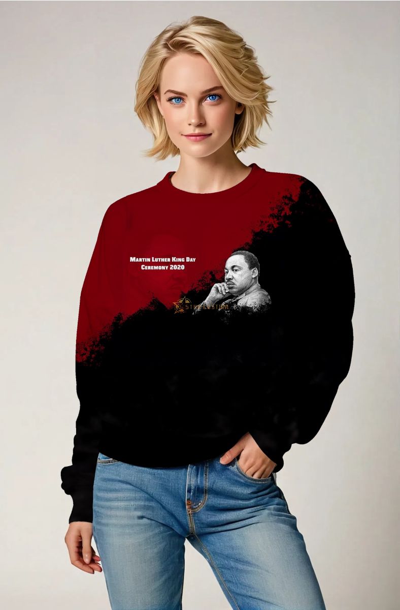 Red Black Martin Luther King Streetwear Crewneck Sweater
