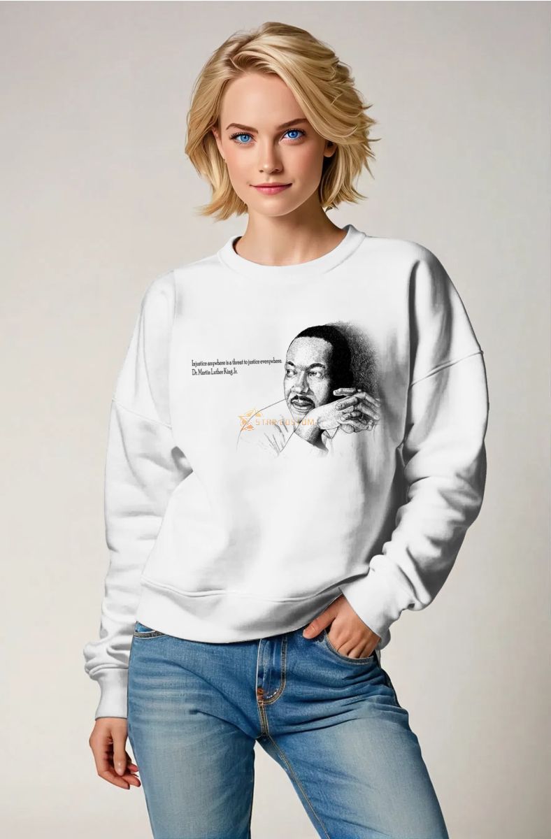 Martin Luther King Unisex Comfortable Printed White Crewneck Sweatshirt