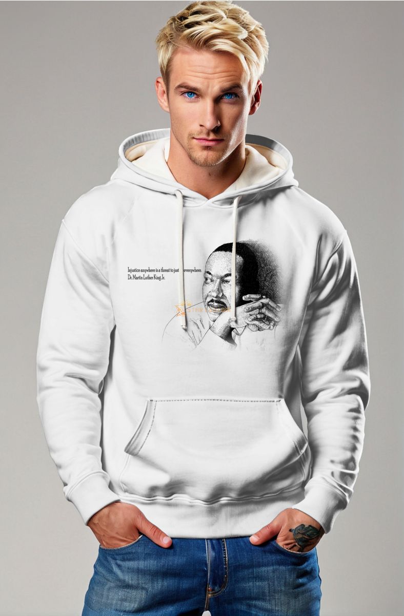 Comfortable Unisex Martin Luther King Graphic Hoodie White