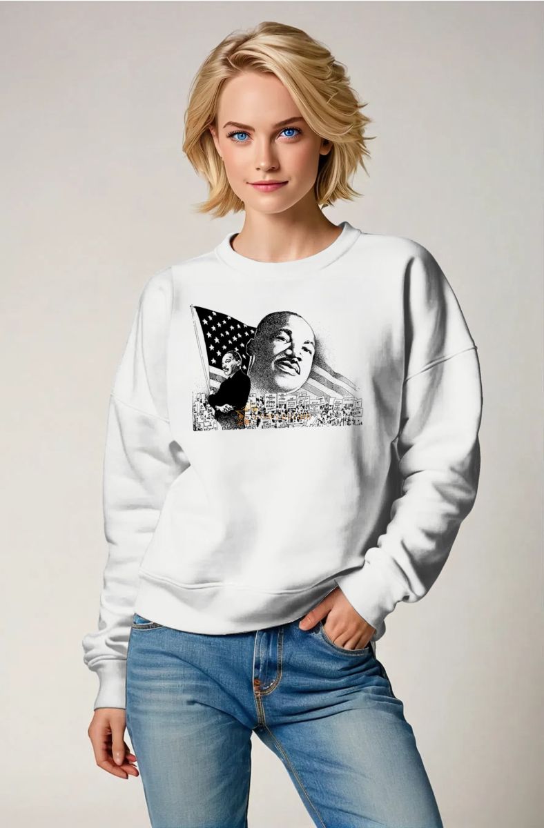 Martin Luther King Comfort Soft White Crewneck Sweatshirt