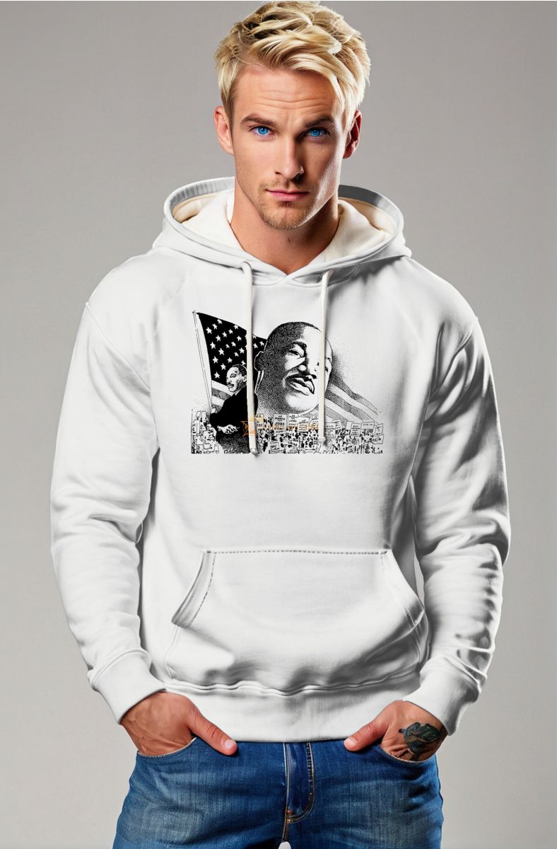 White Martin Luther King Printed Soft Comfortable Hoodie