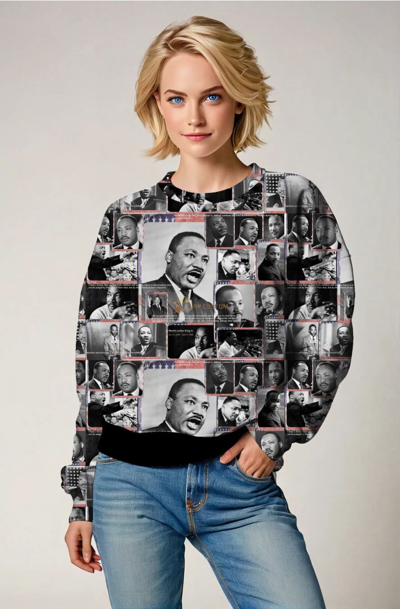 MLK Streetwear Graphic Crewneck Sweatshirt With Historical Print