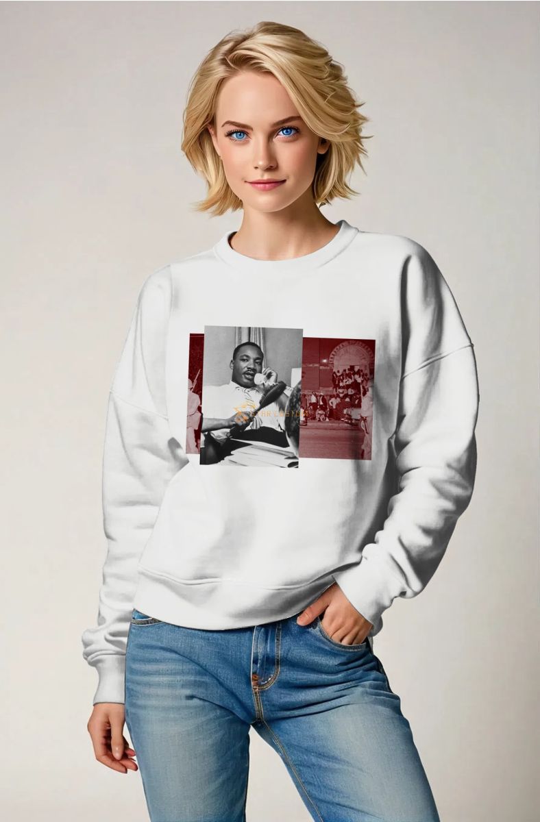 Martin Luther King Graphic White Crewneck Sweatshirt