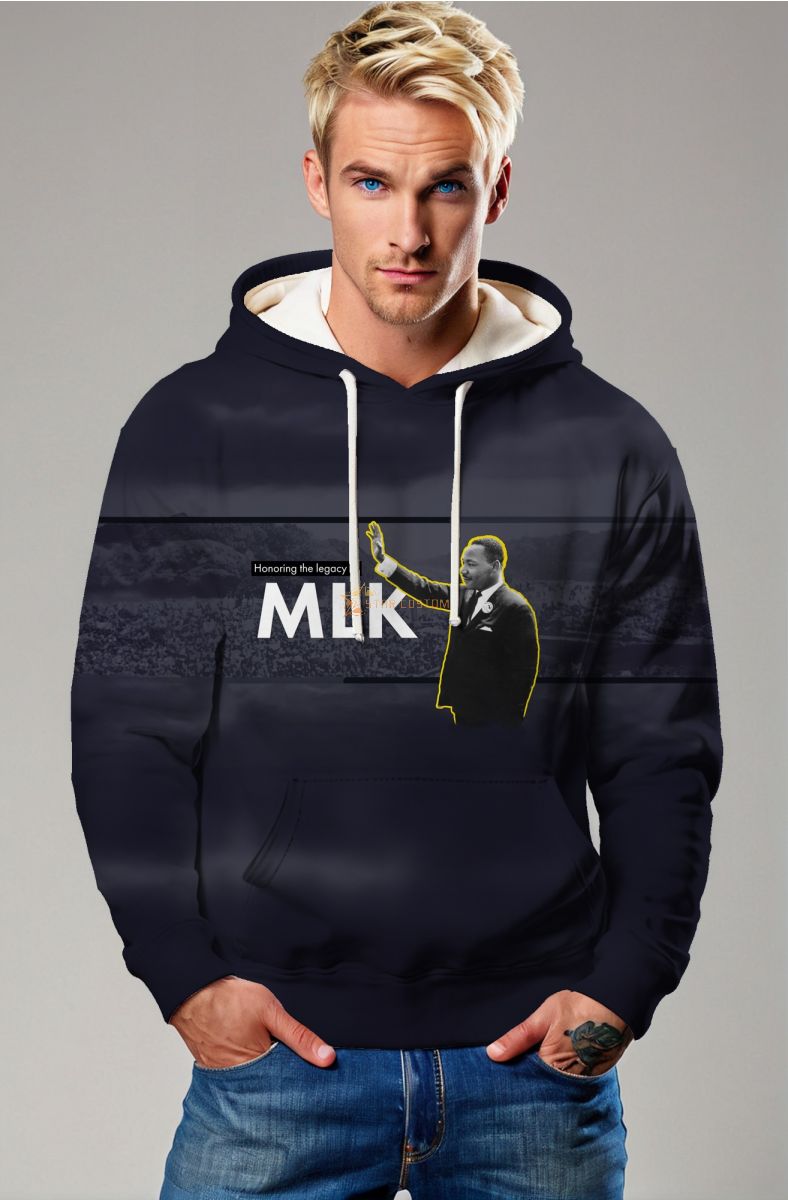 Martin Luther King Inspirational Navy Blue Graphic Hoodie