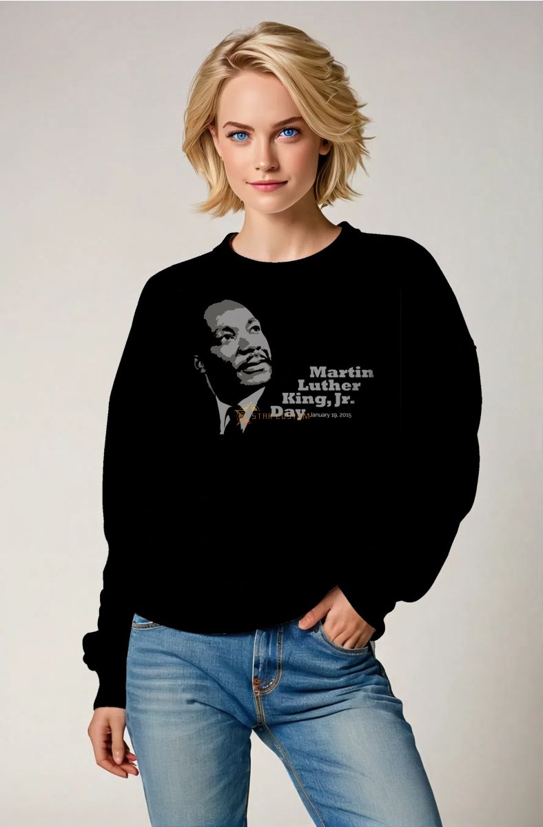 Urban Cool Martin Luther King Graphic Black Crewneck Sweatshirt