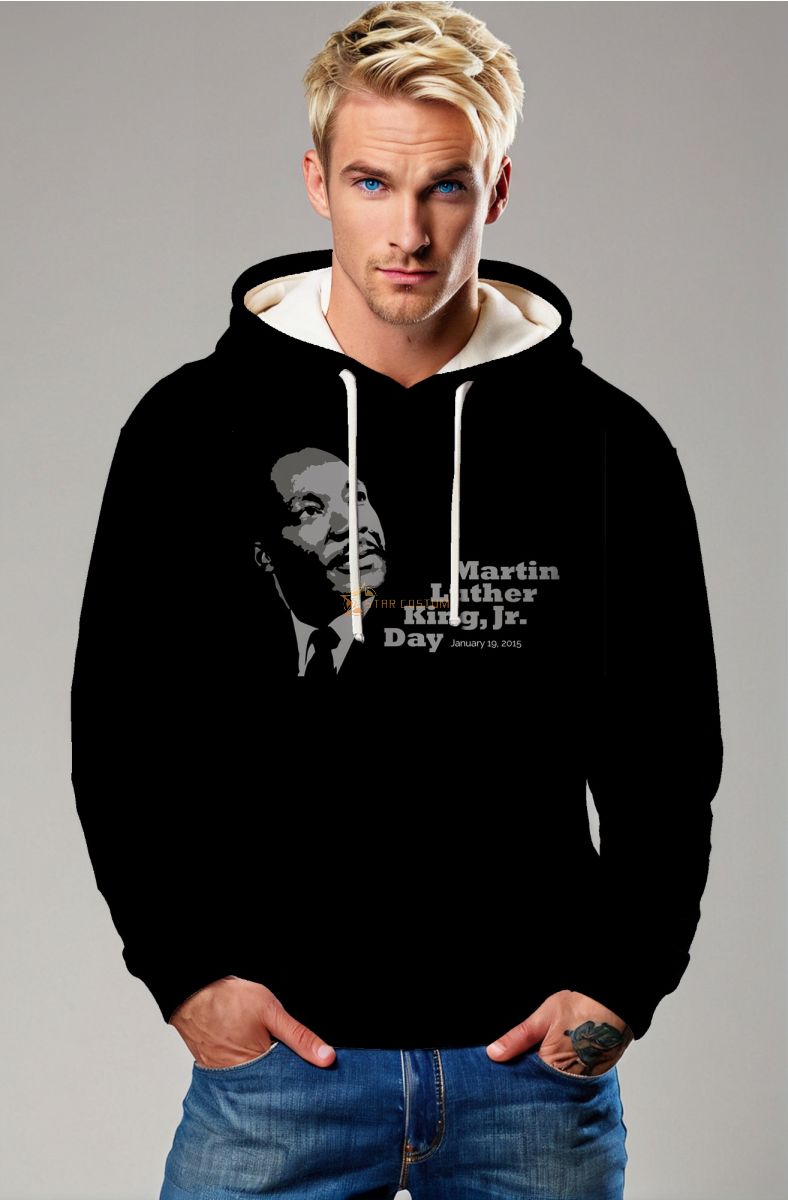 Street Style Martin Luther King Print Black Hoodie