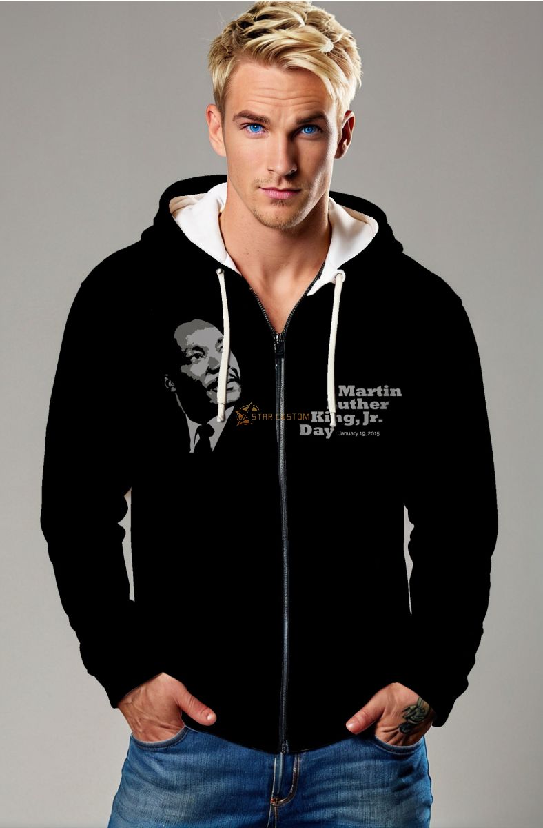 Blue Independence Day Patriotic USA Flag Liberty Statue Zip Hoodie