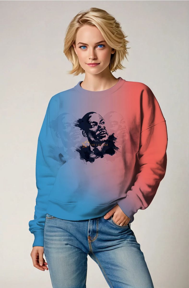 Martin Luther King Gradient Red Blue Comfy Crewneck Sweatshirt