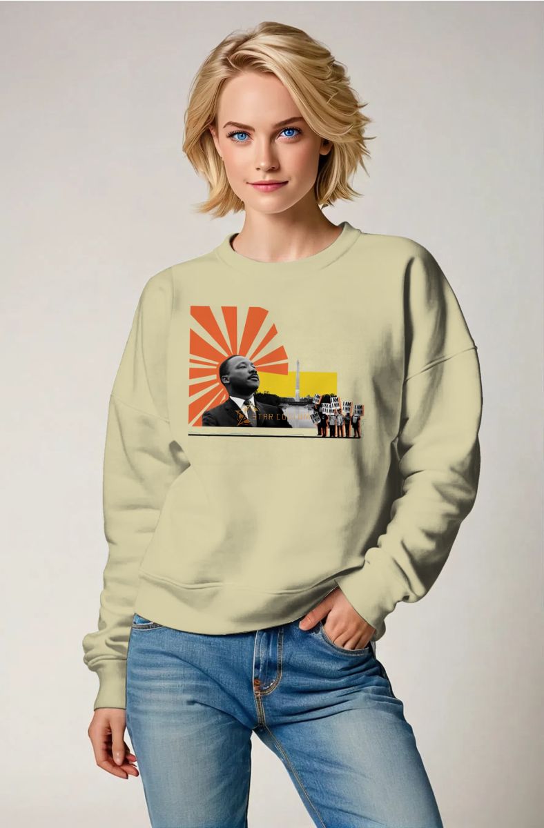 Vibrant Leader Martin Luther King Yellow Crewneck Sweatshirt