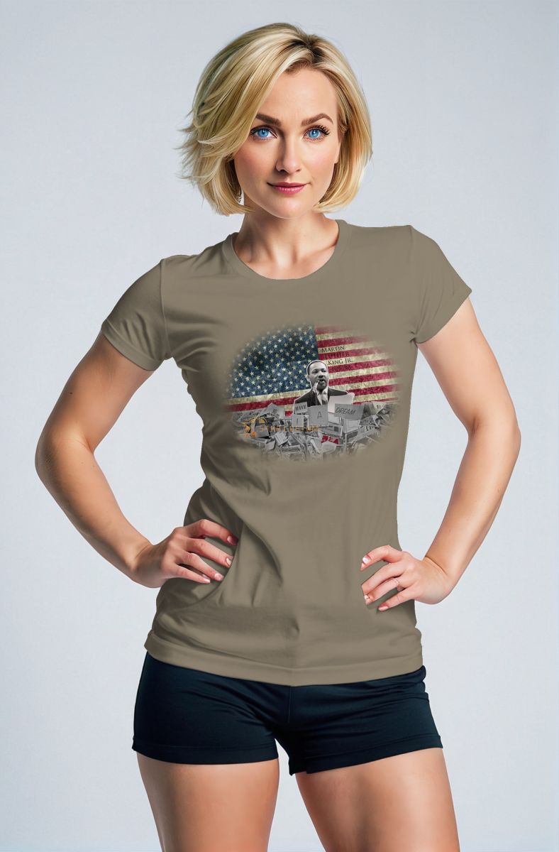 Comfort Fit MLK Khaki T-Shirt with Trendy Street Prints