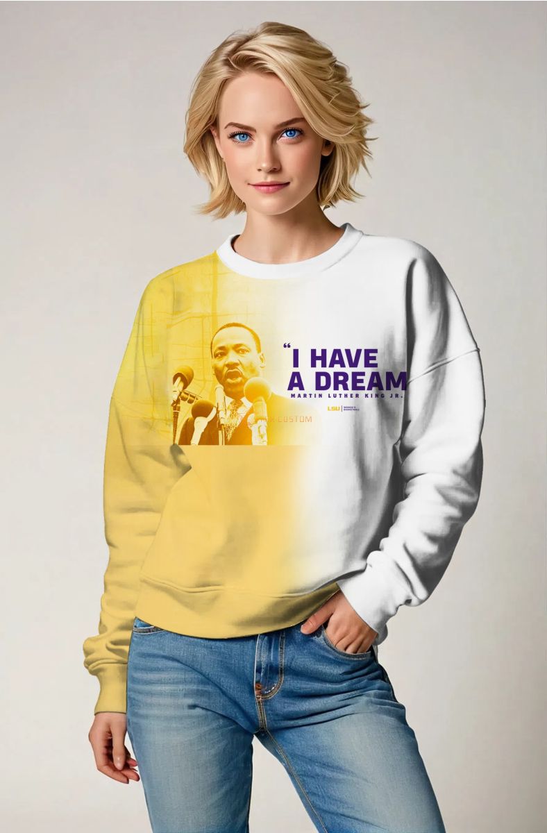 Colorful Patchwork Yellow Print Martin Luther King Unique Comfortable Crewneck Sweatshirt