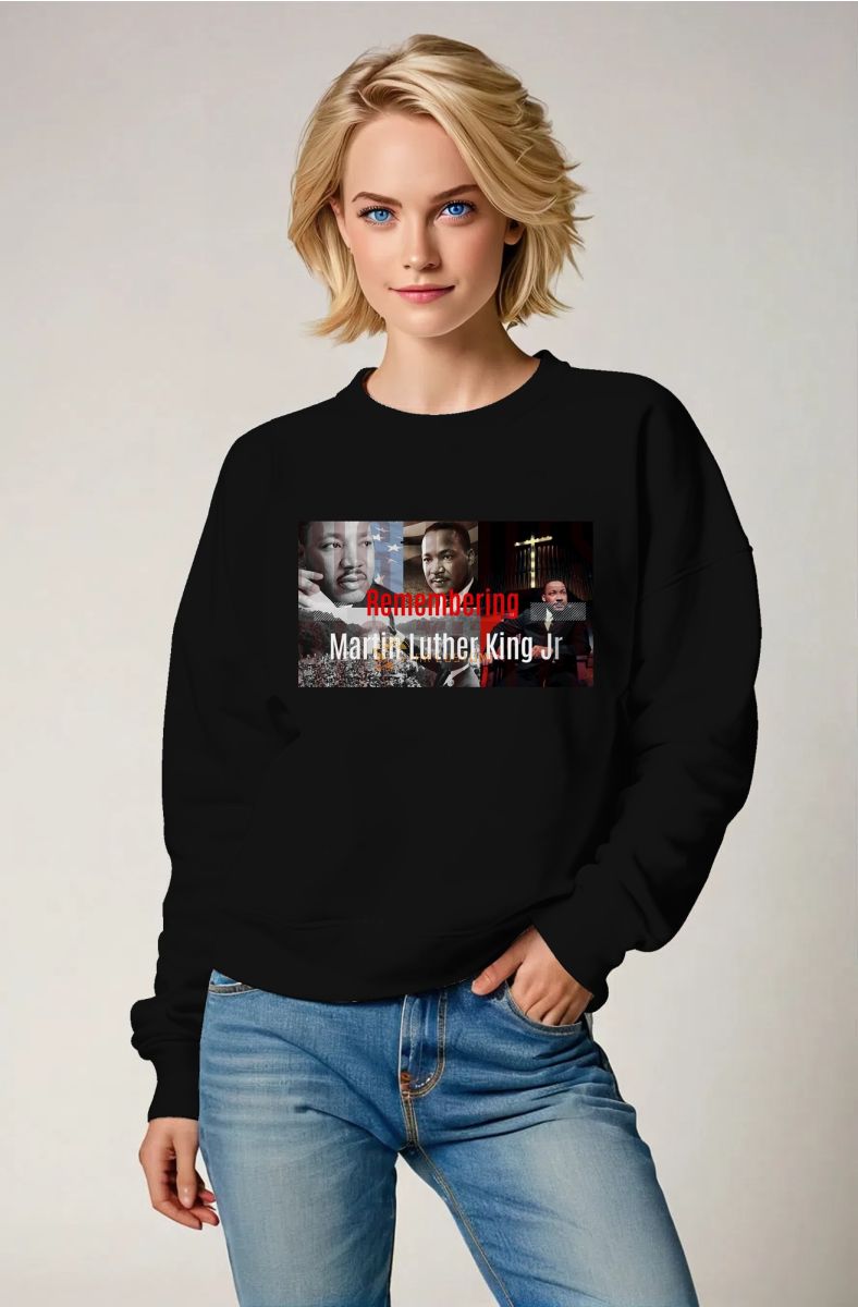 Minimalist Black Graphic Martin Luther King Fashionable Street Crewneck Sweatshirt