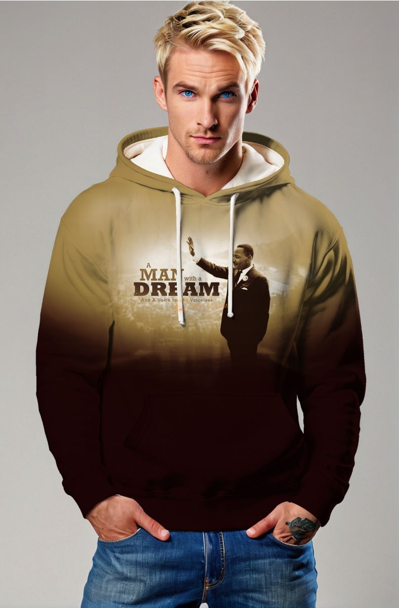 Gradient Brown Martin Luther King Casual Comfortable Printed Hoodie