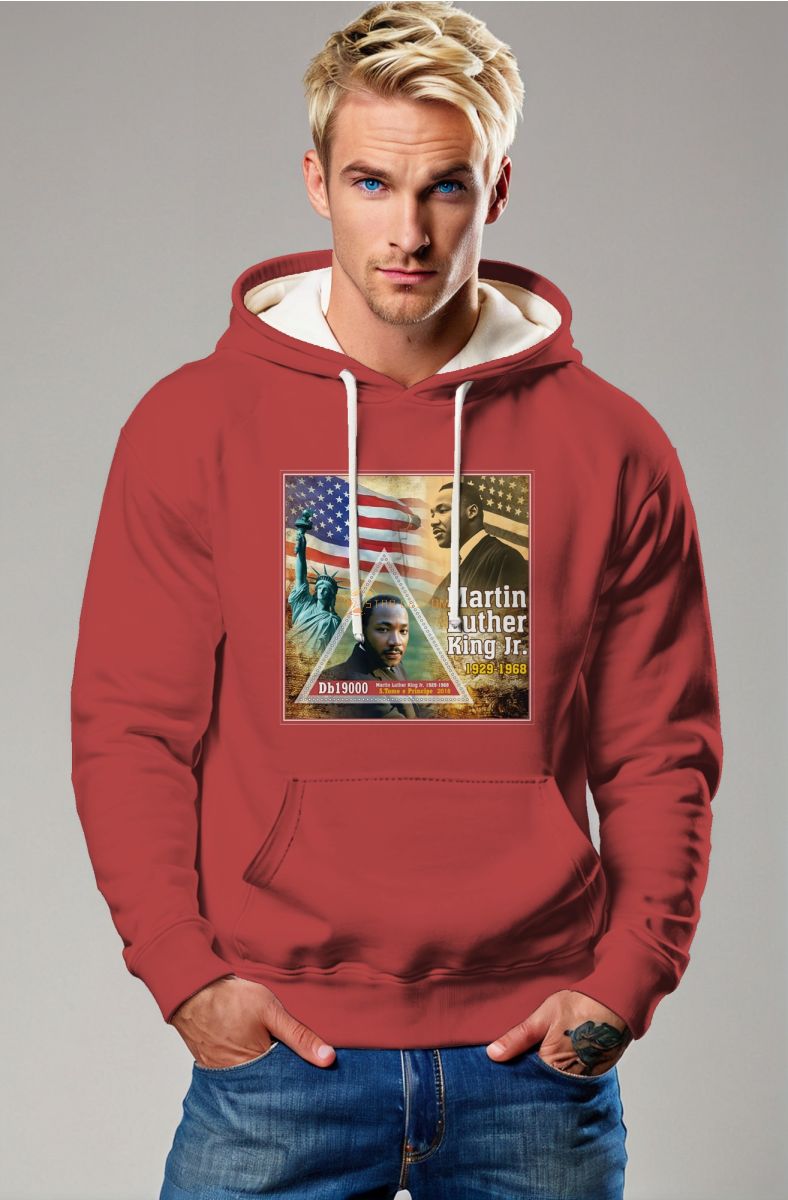 Trendy Fun Retro Red Martin Luther King Printed Elegant Hoodie