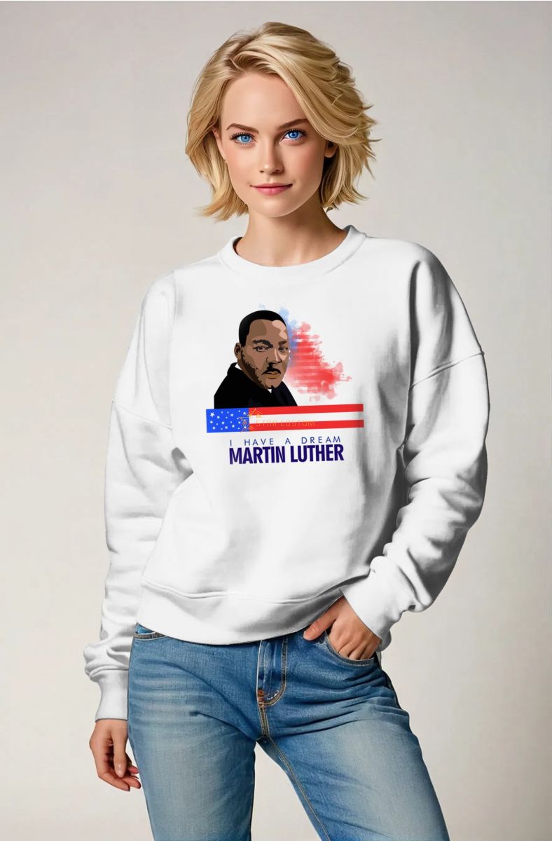 Martin Luther King Graphic White Crewneck Sweatshirt