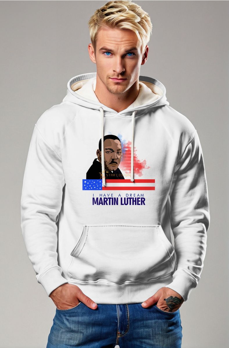 Unique MLK Graphic Hoodie White Comfortable Streetwear