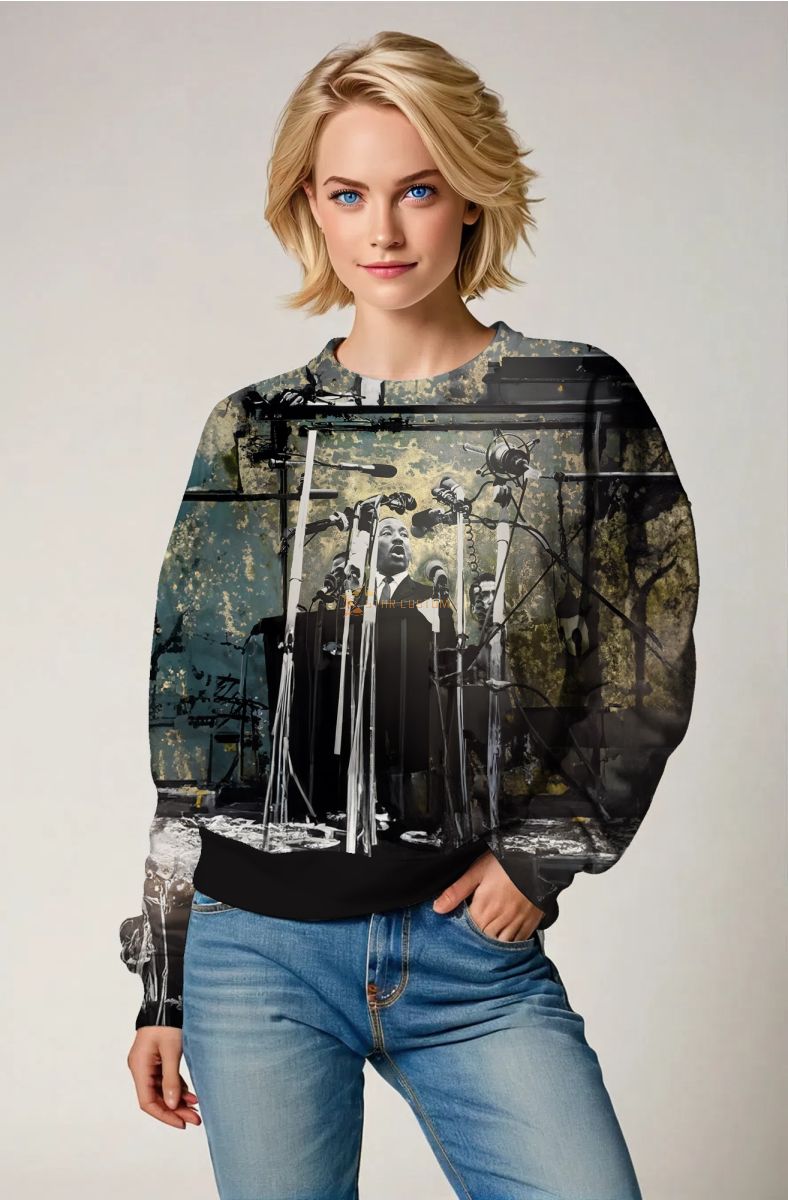 Vintage Unique Martin Luther King Printed Avant Garde Casual Crewneck Sweatshirt