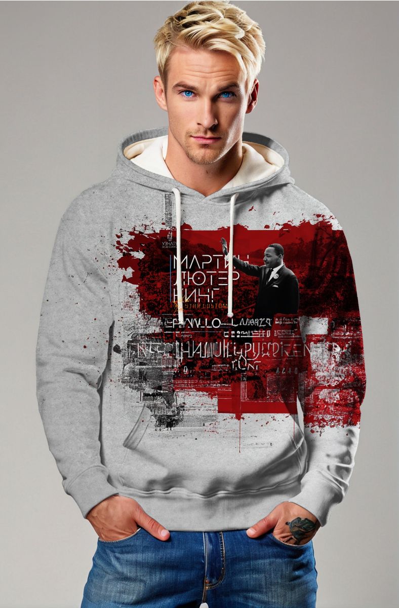 Martin Luther King Red Print Stylish Hoodie