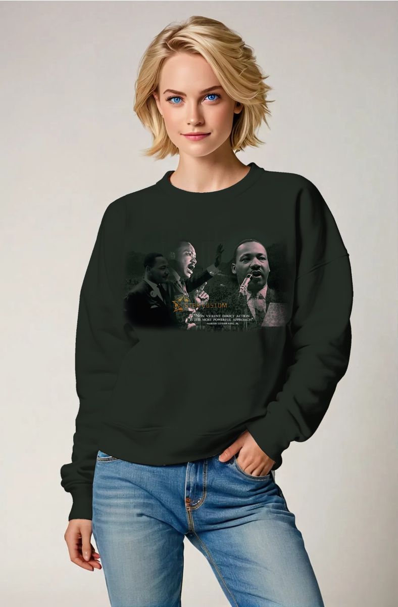 Black Fashion Martin Luther King Graphic Avant-Garde Comfort Crewneck Sweatshirt