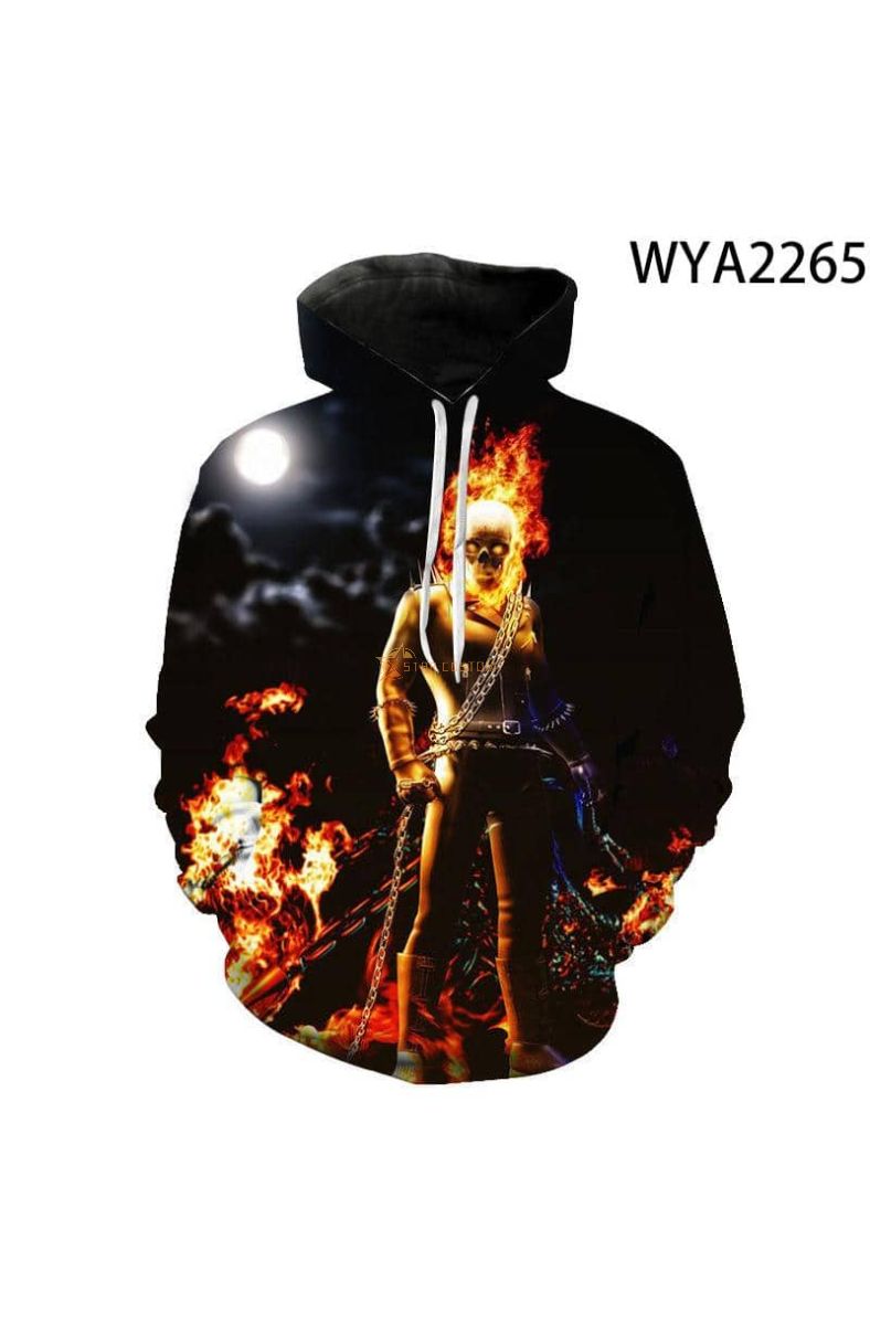 Movie Ghost Rider Print Hoodie Everyday Wear Urban Style Everyday Wear