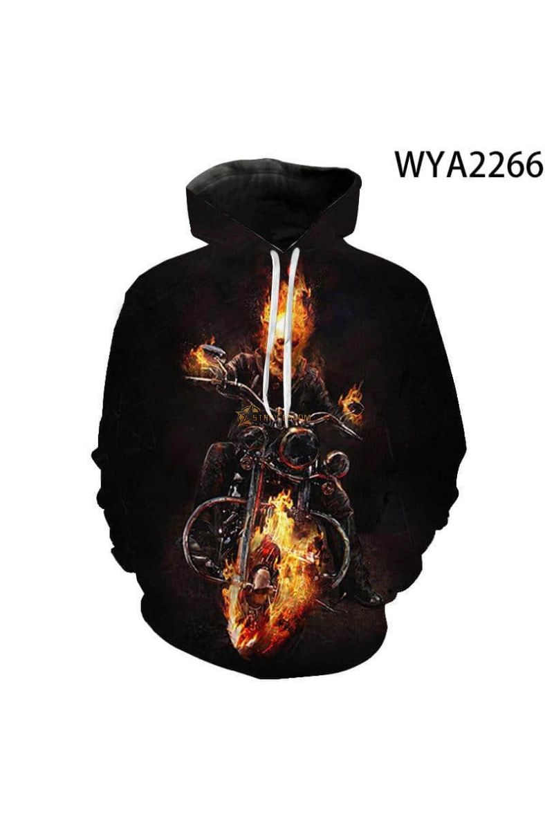 Movie Ghost Rider Print Hoodie Graphic Everyday Wear Classic Fit