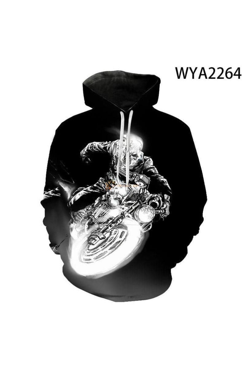 Movie Ghost Rider Print Hoodie Graphic Everyday Wear