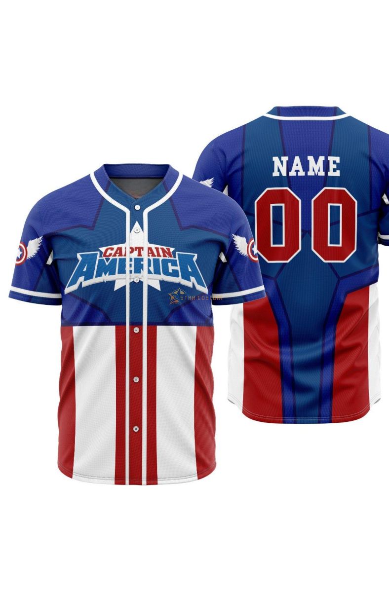 Personalized Captain America Marvel Baseball Jersey